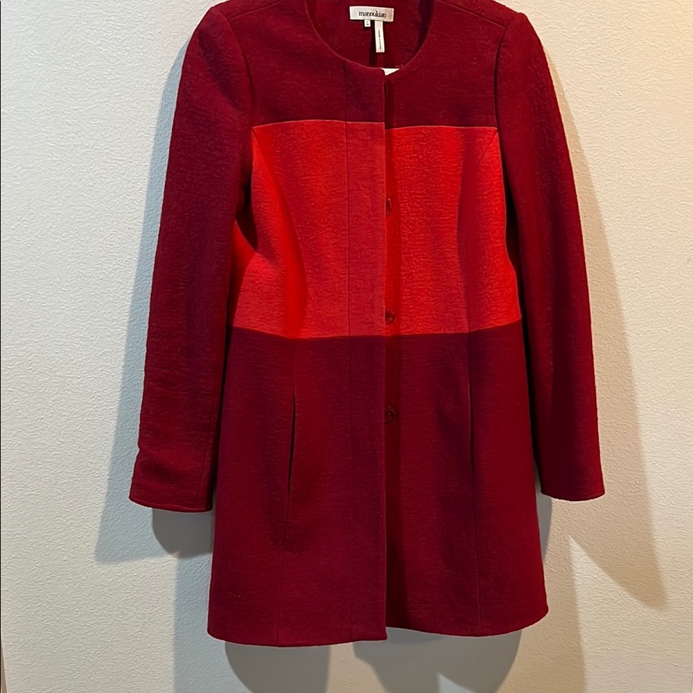 Luxurious Red Wool lined Coat by Manoukian Paris - Great Condition.